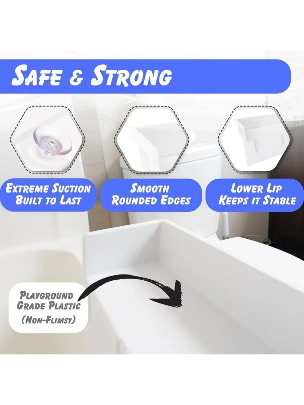 Kids Bath Splash Guard & Toy Tray - Waterproof Toddler Bath Organizer
